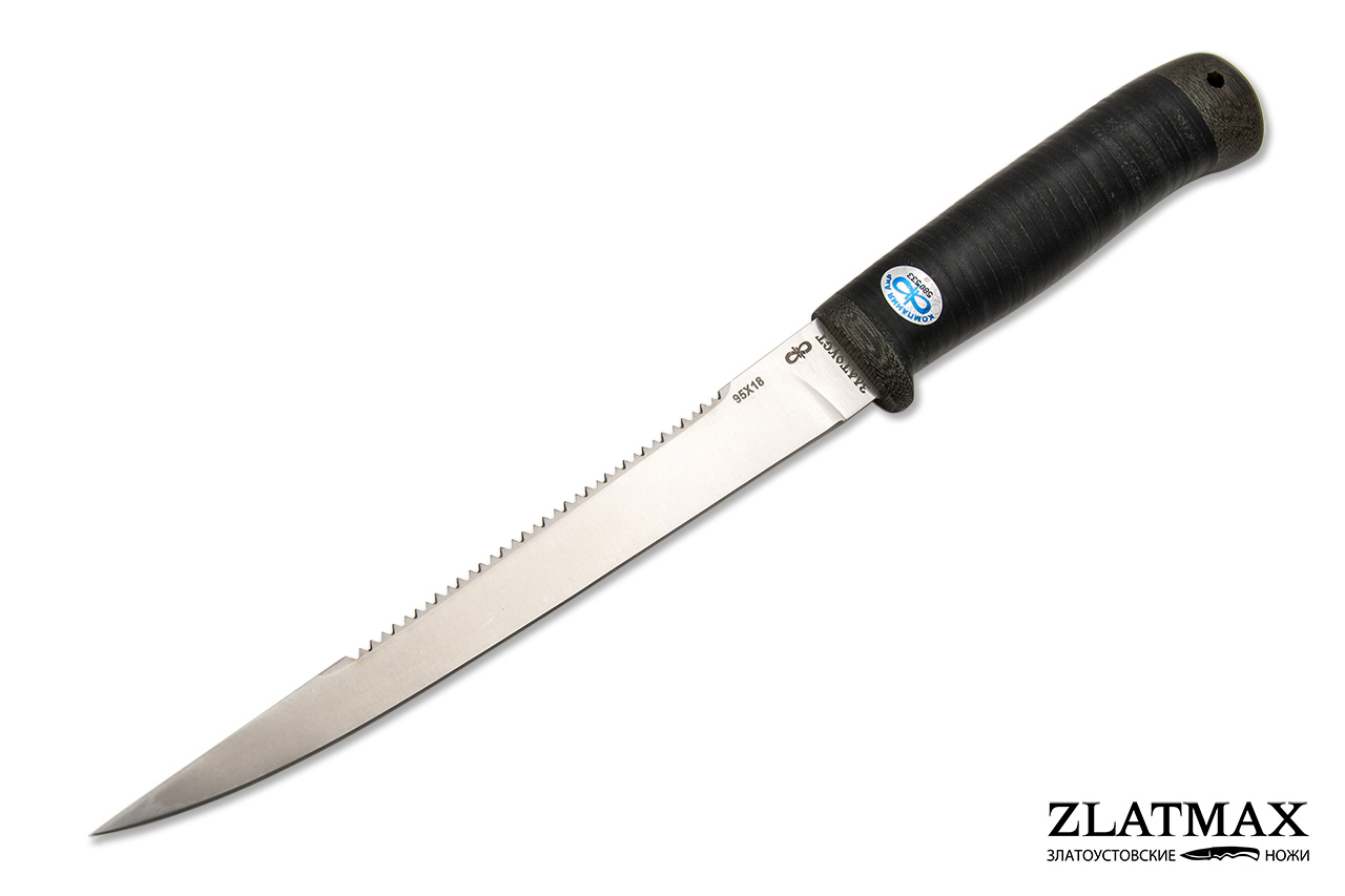 Нож Белуга (95Х18, Наборная кожа, Текстолит)
