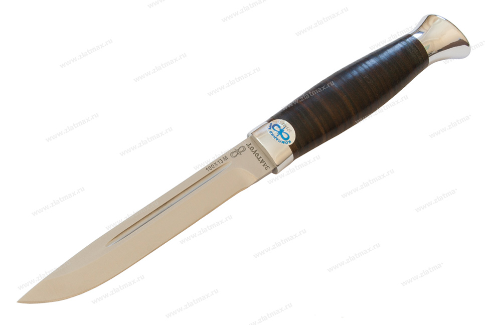 Нож Финка-3 (100Х13М, Наборная кожа, Алюминий) фото-01