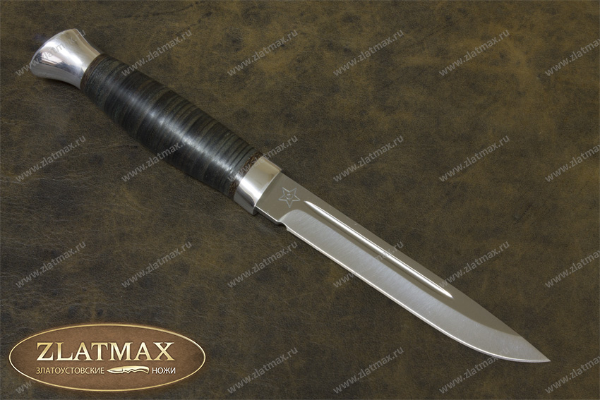 Нож Финка-3 (100Х13М, Наборная кожа, Алюминий)