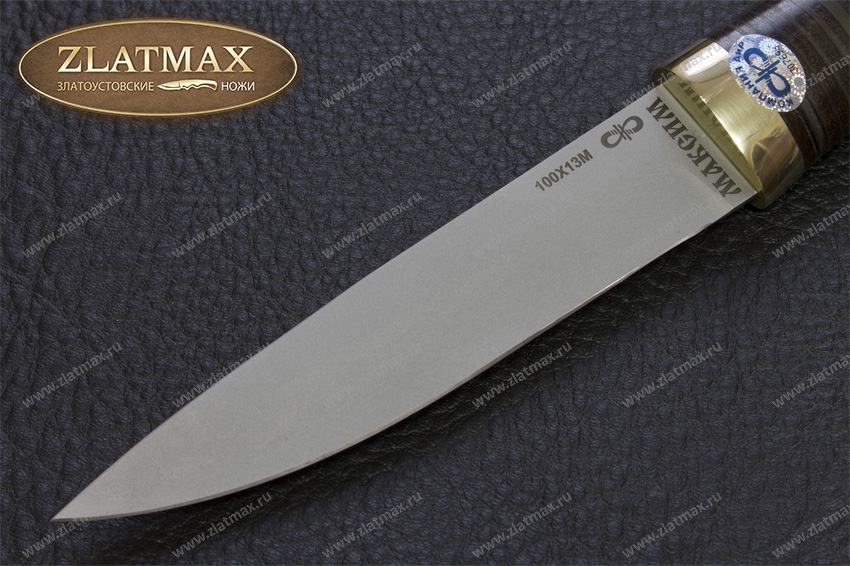 Нож Пескарь (100Х13М, Наборная кожа, Латунь, Пескоструйная обработка Sandwave)