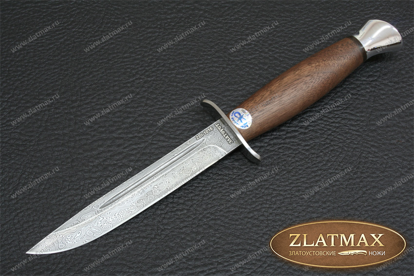 Нож Финка-2 (Дамаск ZDI-1016, Орех, Нержавеющая сталь, Алюминий)