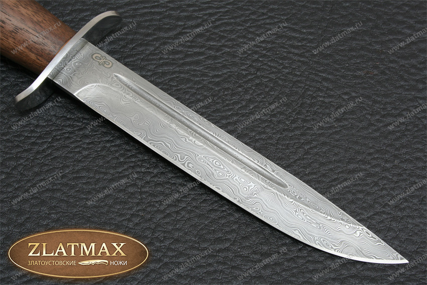 Нож Финка-2 (Дамаск ZDI-1016, Орех, Нержавеющая сталь, Алюминий)