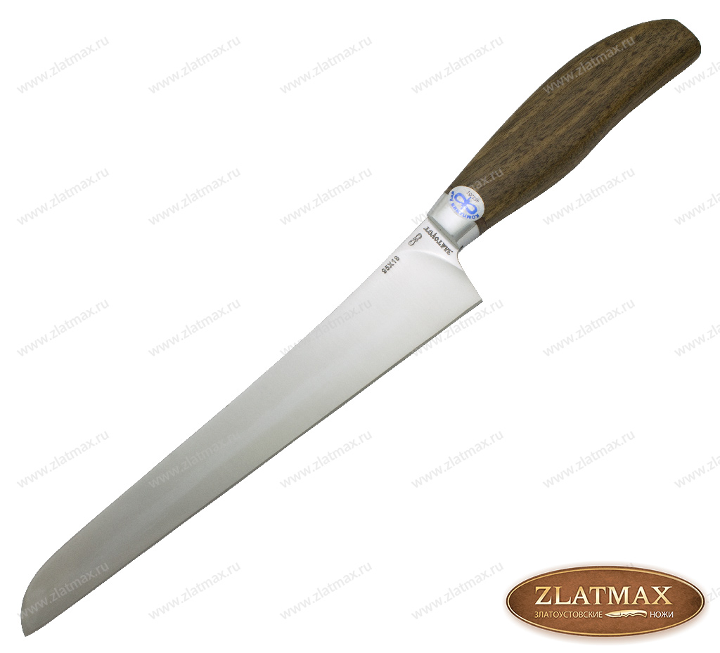 Нож Для нарезки ветчины (95Х18, Орех, Алюминий) фото-01