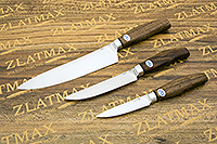 Кухонные ножи купить в Хабаровске: Набор кухонных ножей Поварской-3 (95Х18, Орех, Алюминий)