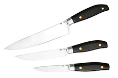Ножи по маркам стали купить в Владивостоке: Набор кухонных ножей Поварской - 3 ЦМ (95Х18, Накладки текстолит)