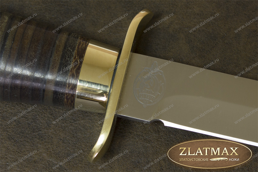 Нож Финка-2 ДН (100Х13М, Наборная кожа, Латунь)