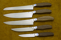 Кухонные ножи купить в Хабаровске: Набор кухонных ножей Поварской-5 (95Х18, Орех, Алюминий)