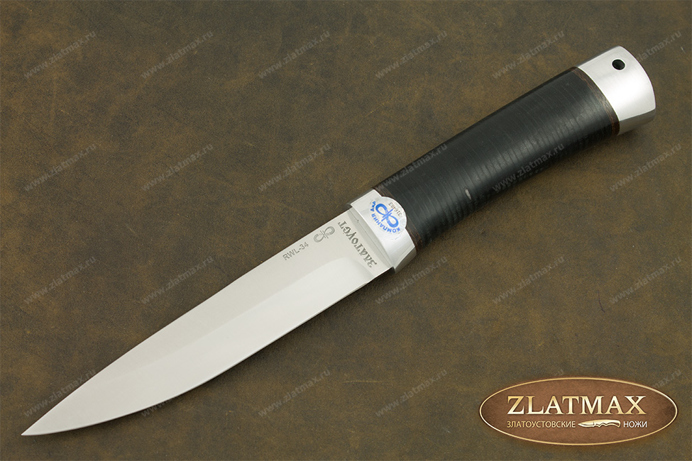 Нож Пескарь (RWL-34, Наборная кожа, Алюминий)