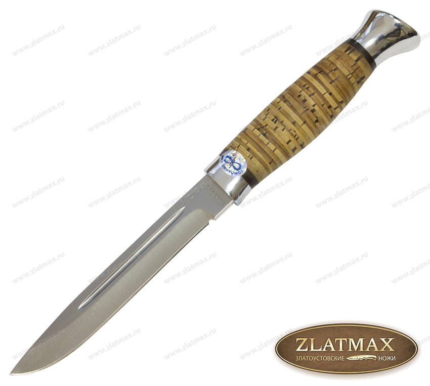 Нож Финка-3 (95Х18, Наборная береста, Алюминий)