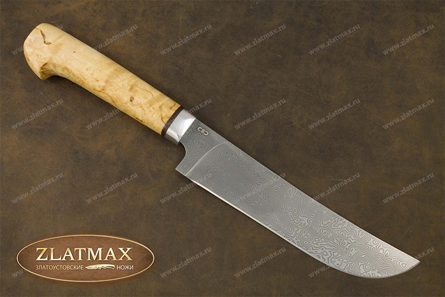 Нож Пчак (Дамаск ZDI-1016, Карельская берёза, Алюминий)