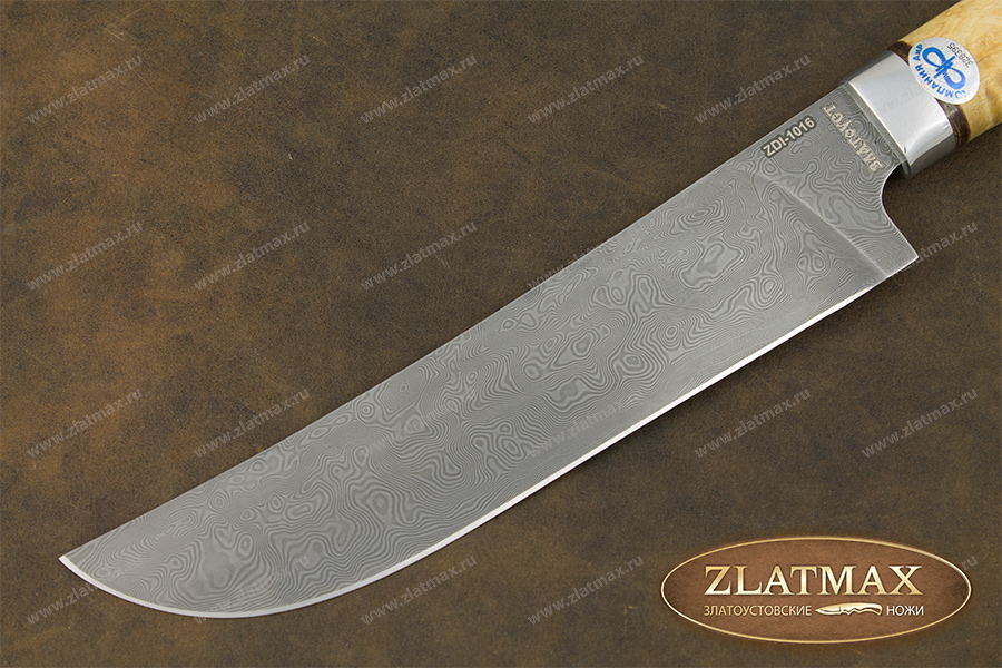 Нож Пчак (Дамаск ZDI-1016, Карельская берёза, Алюминий)