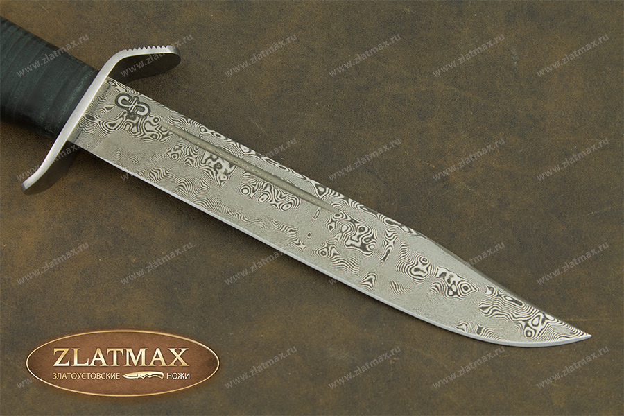 Нож Штрафбат (Дамаск ZD-0803, Наборная кожа, Нержавеющая сталь, Алюминий)