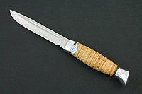 Нож Финка-3 (110Х18М-ШД, Наборная береста, Алюминий)