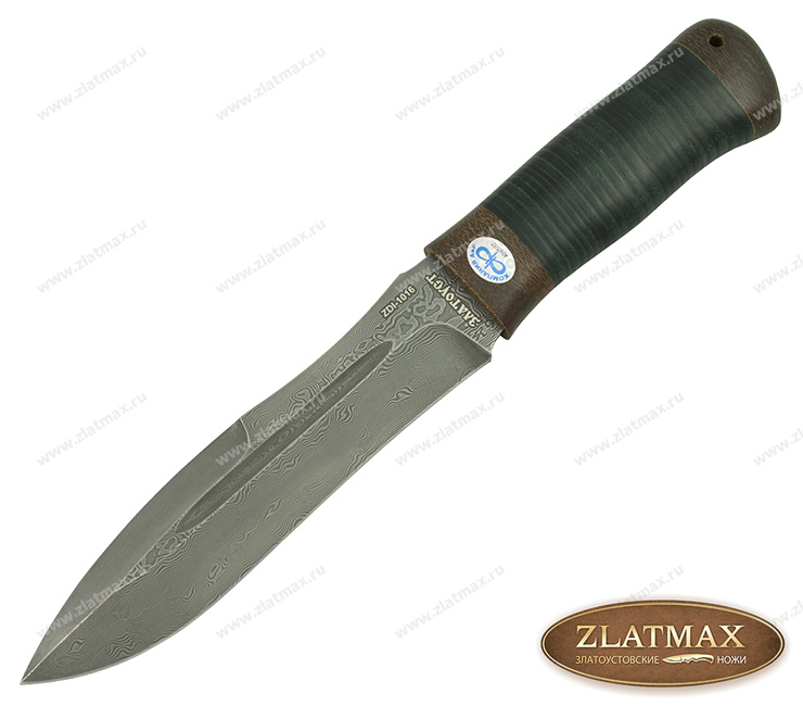 Нож Скорпион (Дамаск ZDI-1016, Наборная кожа, Текстолит) фото-01