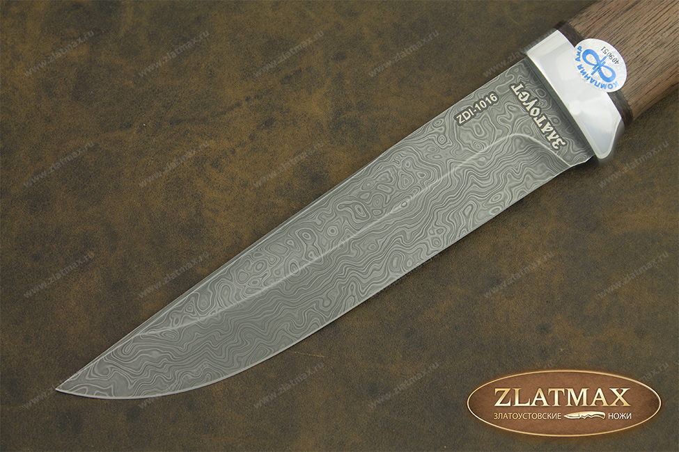 Нож Лиса (Дамаск ZDI-1016, Орех, Алюминий)
