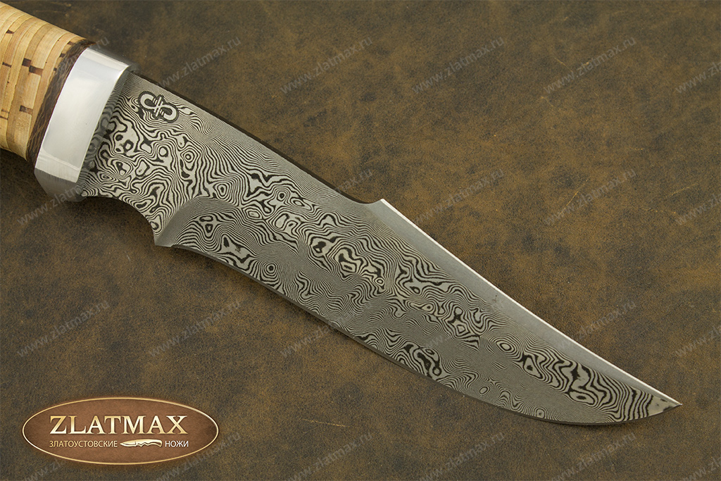 Нож Хазар (Дамаск ZD-0803, Наборная береста, Алюминий)