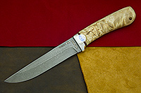 Нож подарочный Лиса (Дамаск ZDI-1016, Карельская берёза, Алюминий)