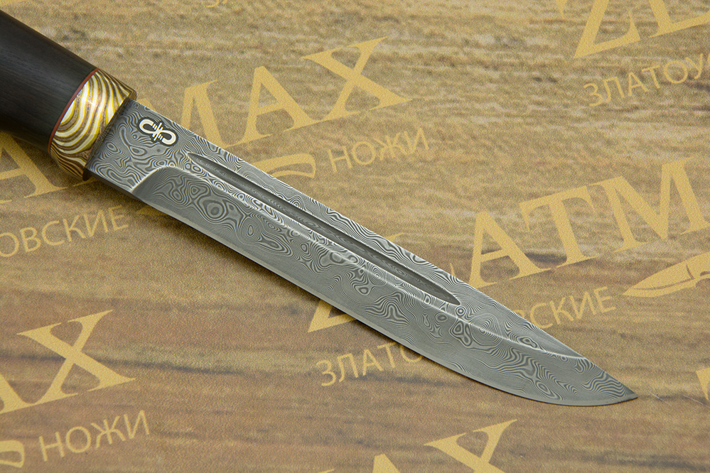 Нож Финка-3 (Дамаск ZDI-1016, Граб, Мокумэ-ганэ, Текстолит)