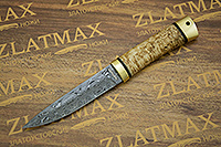 Нож Пескарь (Damasteel, Карельская берёза, Латунь)