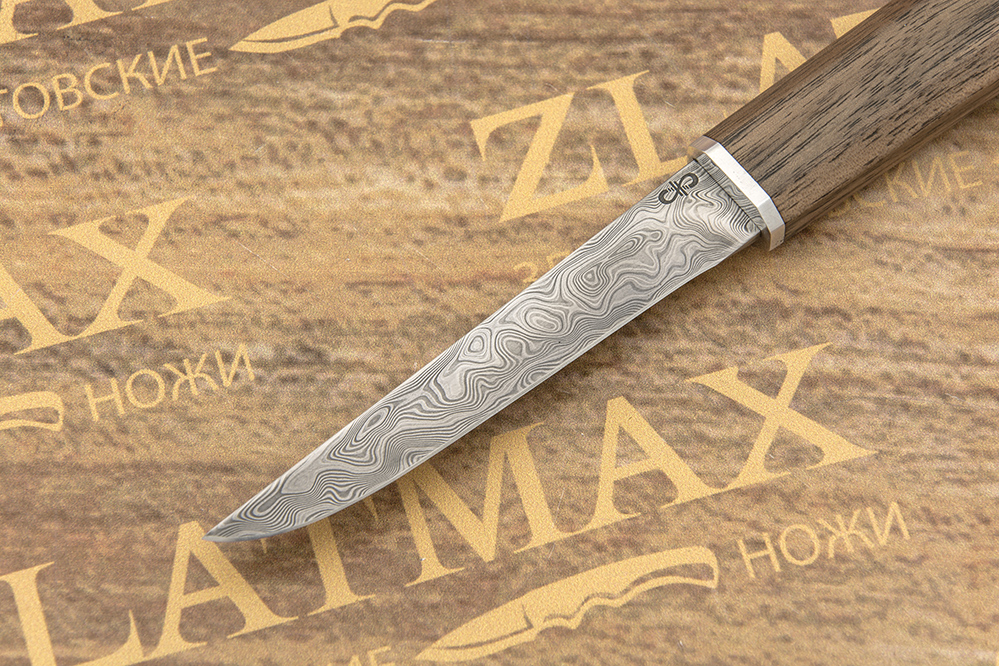 Нож Офисный (Дамаск ZDI-1016, Орех, Алюминий)