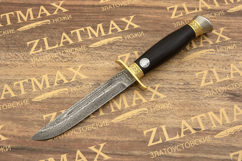 Нож Финка-2 (Дамаск ZDI-1016, Граб, Латунь)