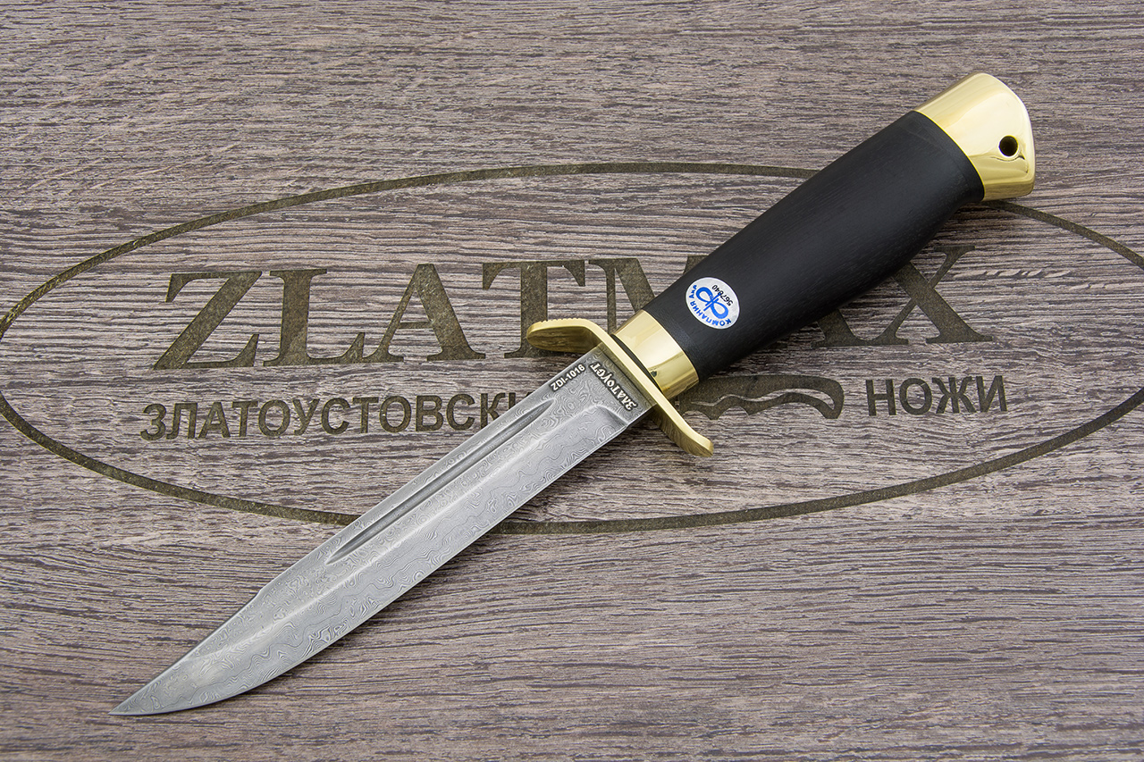 Нож Штрафбат (Дамаск ZDI-1016, Граб, Латунь)