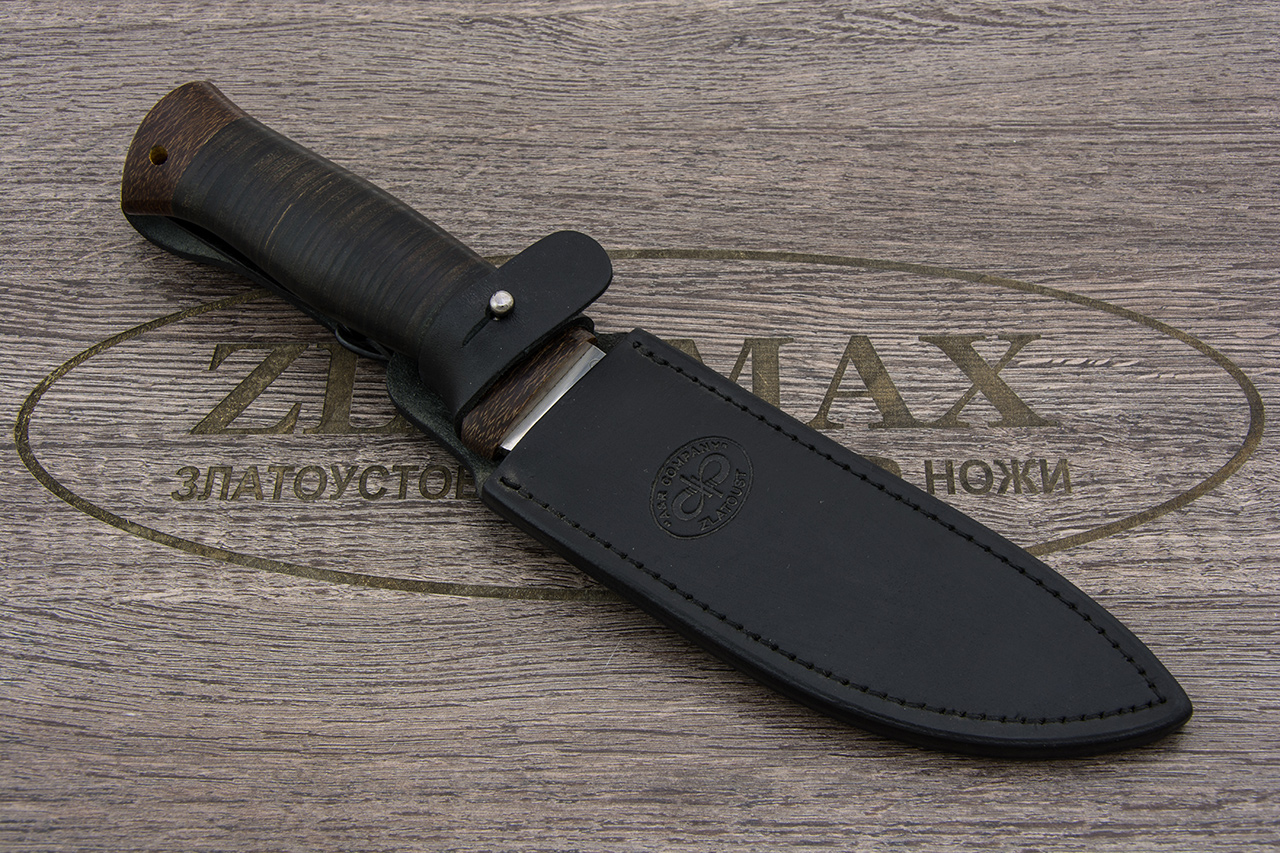 Нож Скинер-2 без рисовки (100Х13М, Наборная кожа, Текстолит)