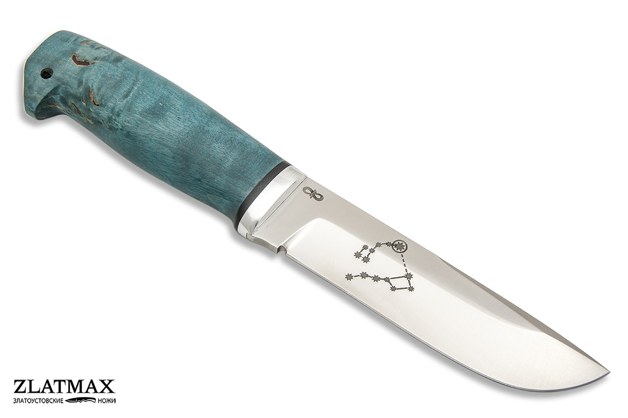 Нож Полярный-2 (D2, Стабилизированная карельская береза, Алюминий)