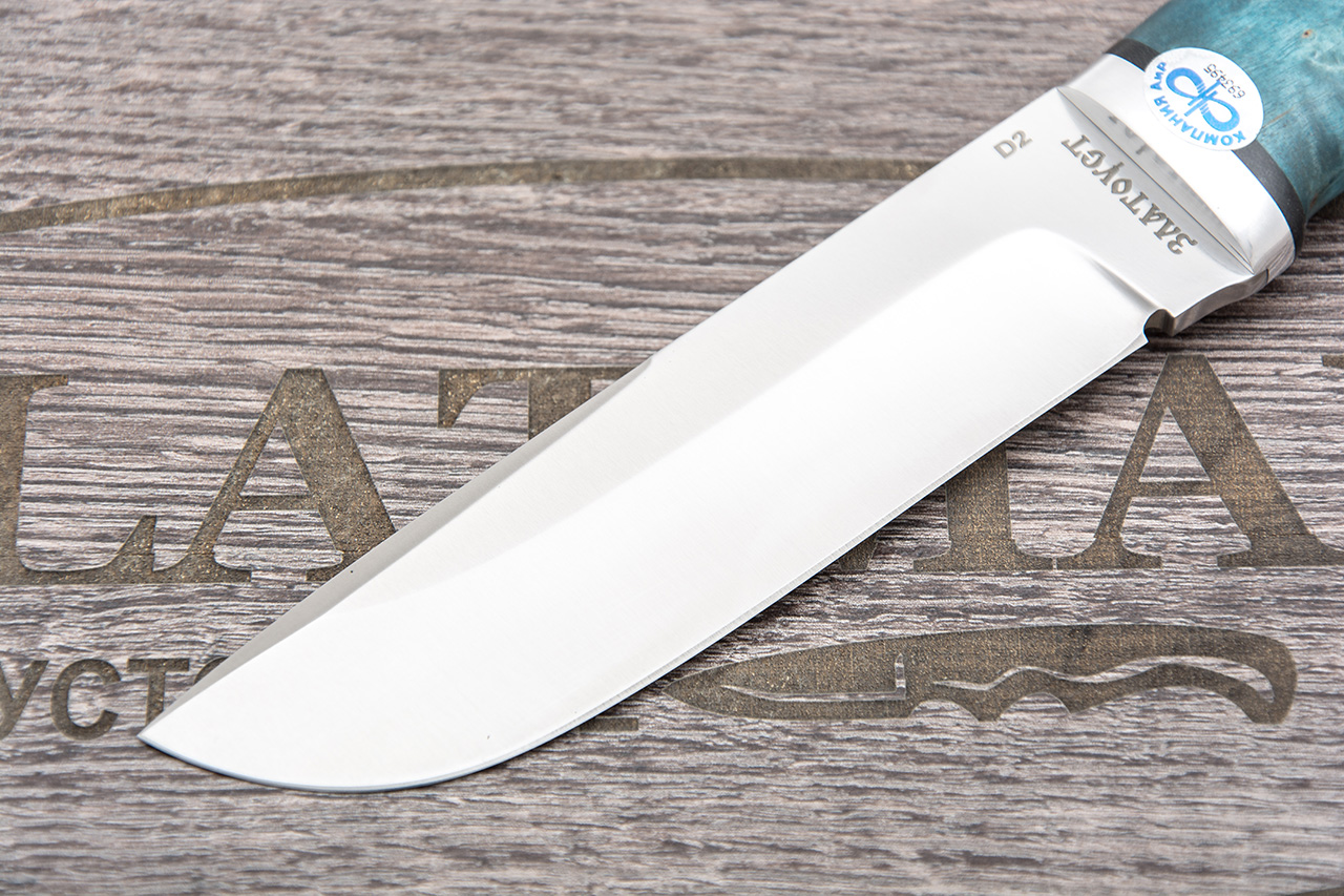 Нож Полярный-2 (D2, Стабилизированная карельская береза, Алюминий)