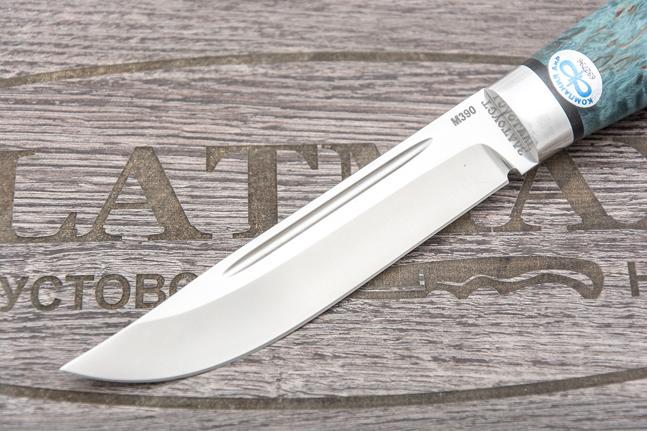 Нож Финка Lappi (М390, Стабилизированная карельская береза, Алюминий)