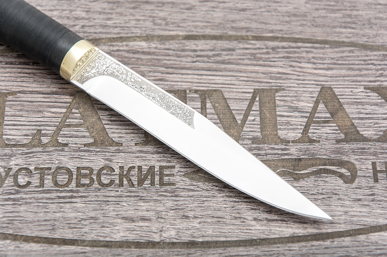 Нож Заноза (ЭП-766, Наборная кожа, Латунь)