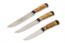 Категория ножей купить в Владивостоке: Набор Кухонный-3 (95Х18, Карельская берёза, Текстолит)