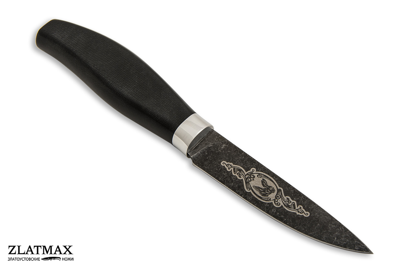 Нож Овощной малый (ЭП-766, Текстолитовая, Алюминий, Обработка клинка Stonewash)