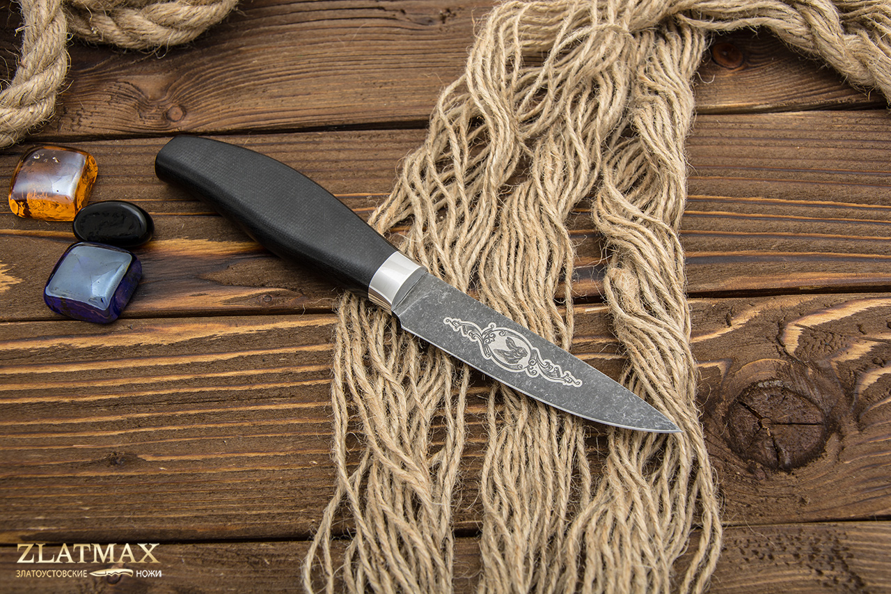 Нож Овощной малый (ЭП-766, Текстолитовая, Алюминий, Обработка клинка Stonewash)