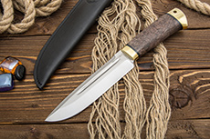 Нож Селигер (100Х13М, Стабилизированная карельская береза, Латунь)