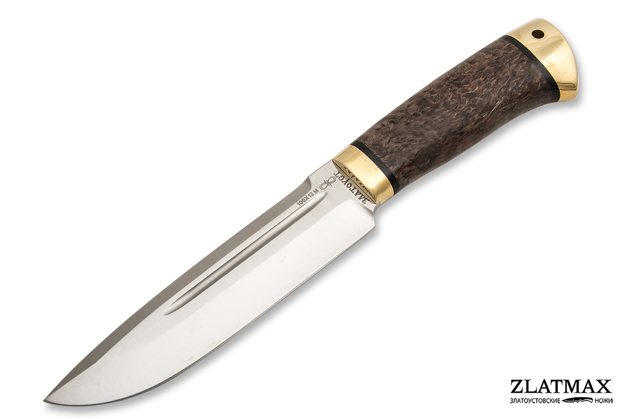 Нож Селигер (100Х13М, Стабилизированная карельская береза, Латунь) фото-01