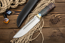 Нож Селигер (95Х18, Стабилизированная карельская береза, Латунь)