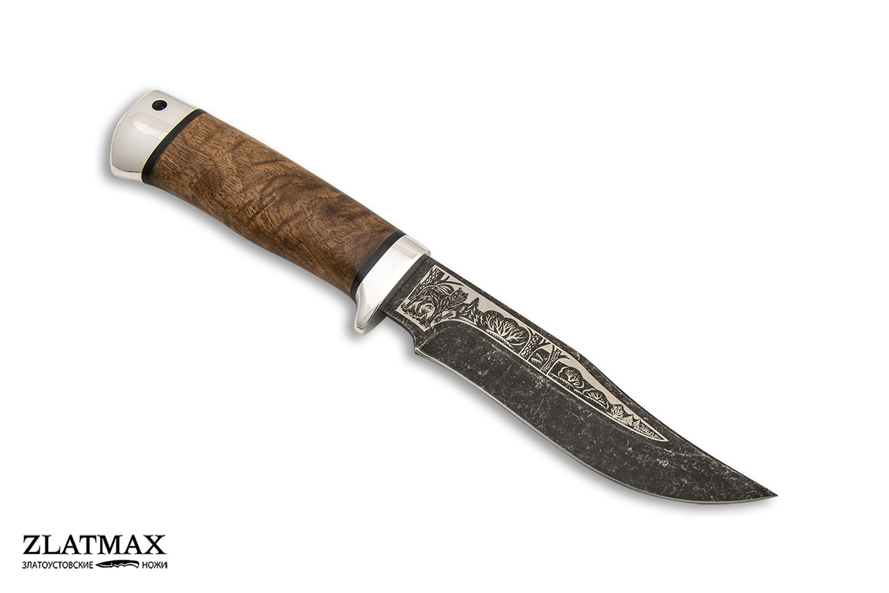 Нож Клычок-1 (RWL-34, Орех, Алюминий, Обработка клинка Stonewash)