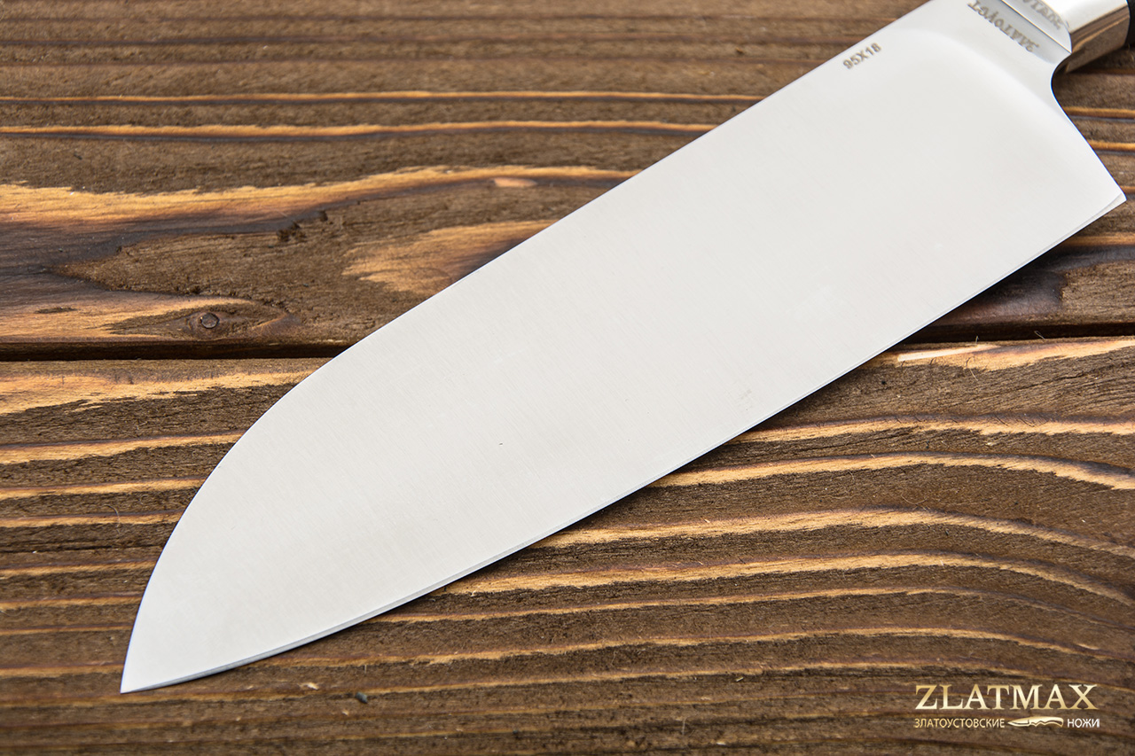 Нож Поварской Сантоку (95Х18, Орех, Алюминий)