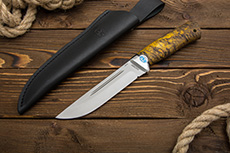 Нож Бекас (95Х18, Стабилизированная карельская береза, Алюминий)