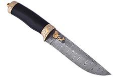 Нож Лиса (Дамаск ZDI-1016, Граб, Литье, Золочение клинка гарды и тыльника)