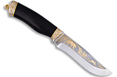 Нож Клычок-3 (40Х10С2М (ЭИ-107), Граб, Литье, Золочение клинка гарды и тыльника)