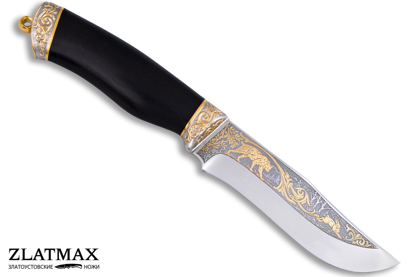 Нож подарочный Клычок-3 (40Х10С2М, Граб, Золочение клинка гарды и тыльника)
