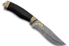 Нож Клычок-3 (Дамаск ZDI-1016, Граб, Литье, Золочение клинка гарды и тыльника)