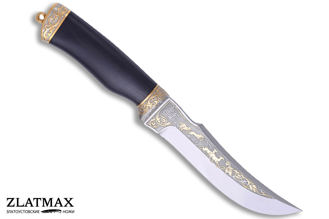 Нож подарочный Клык (40Х10С2М, Граб, Золочение клинка гарды и тыльника)