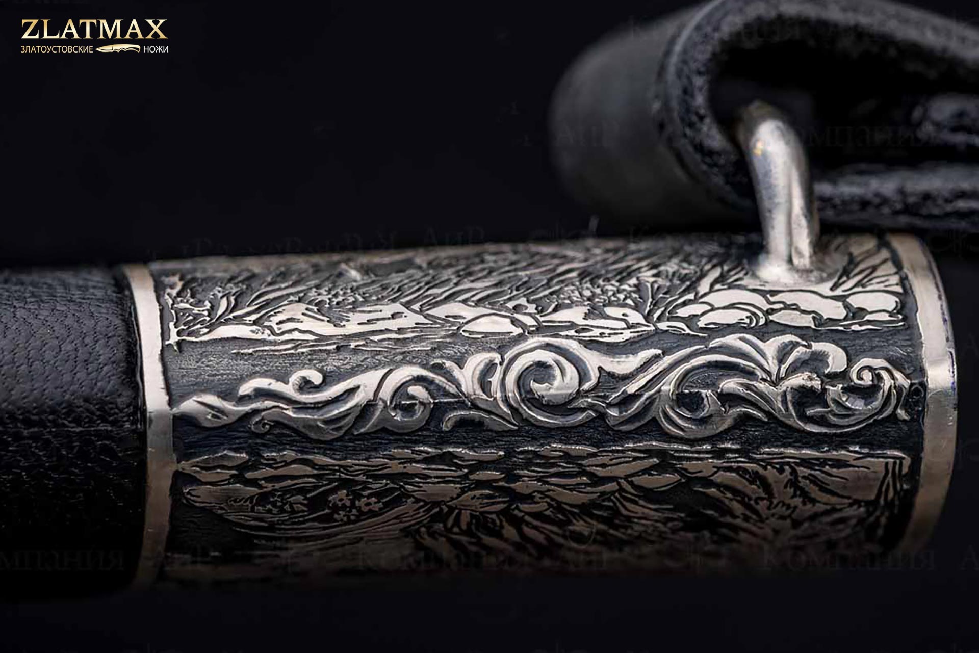Нож Лиса украшенный (Дамаск ZDI-1016, Граб)