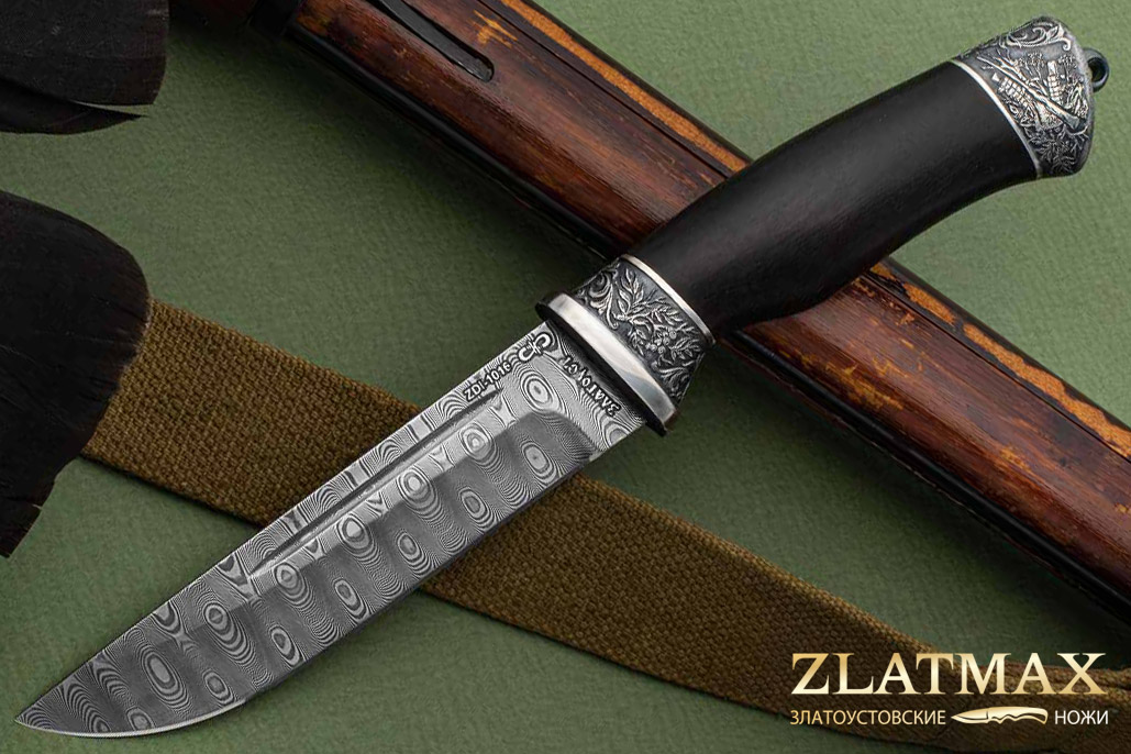 Нож Бекас подарочный «Глухариная охота» (Дамаск ZDI-1016, Граб, Литьё)