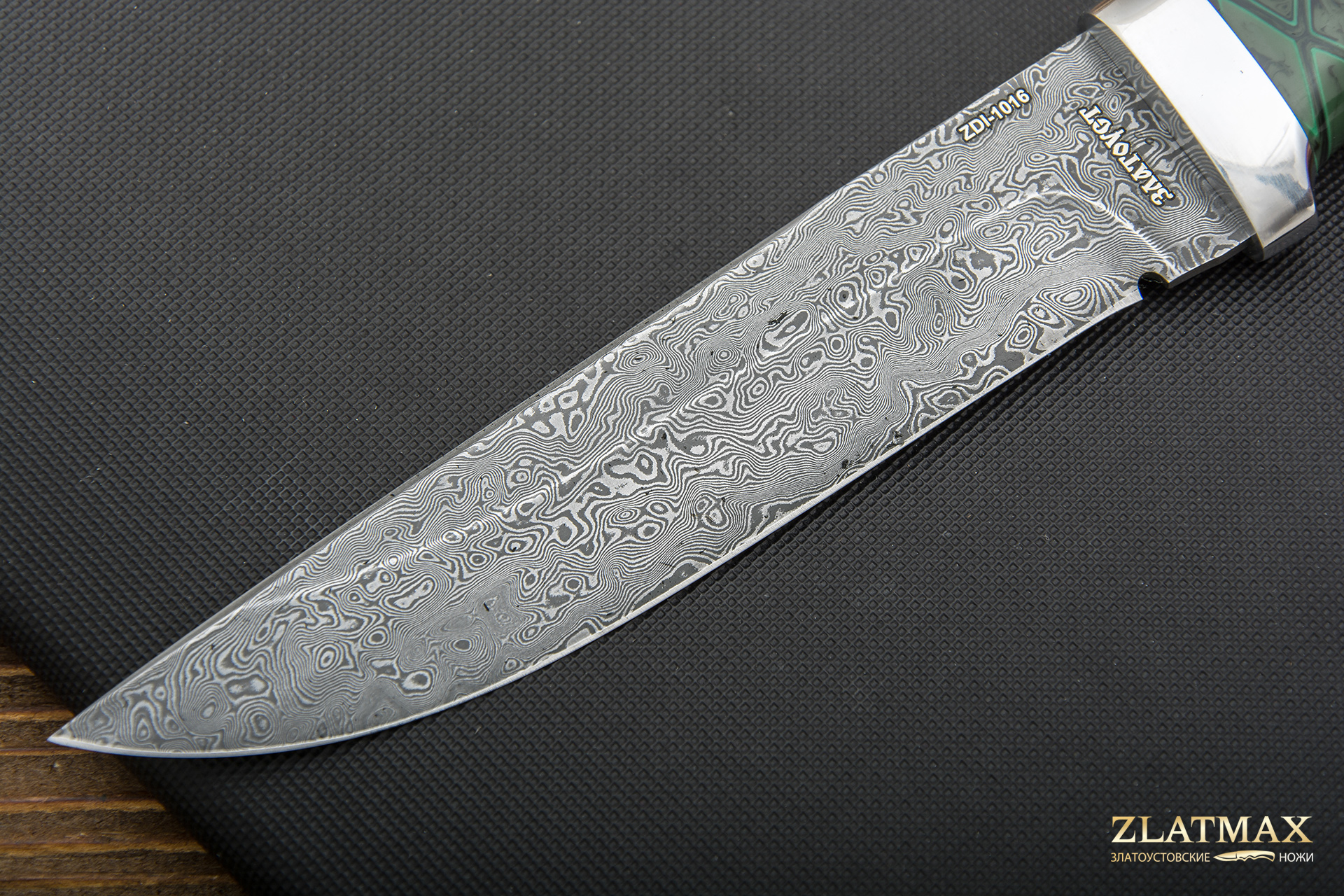 Нож Лиса (Дамаск ZDI-1016, Композит сингулярность, Алюминий)