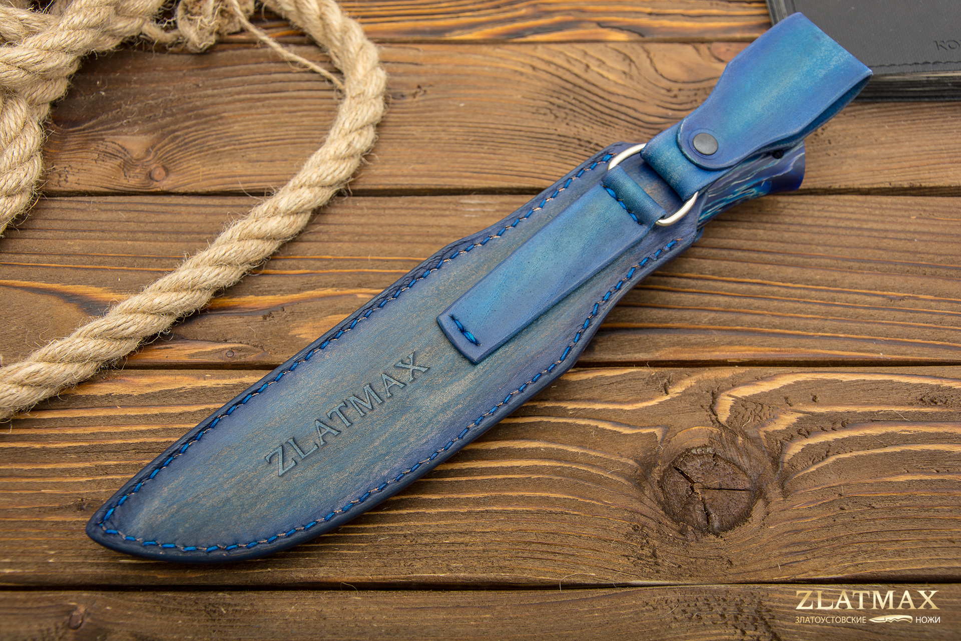 Нож Бекас (Дамаск ZDI-1016, Композит кукуруза синяя, ZlaTi)