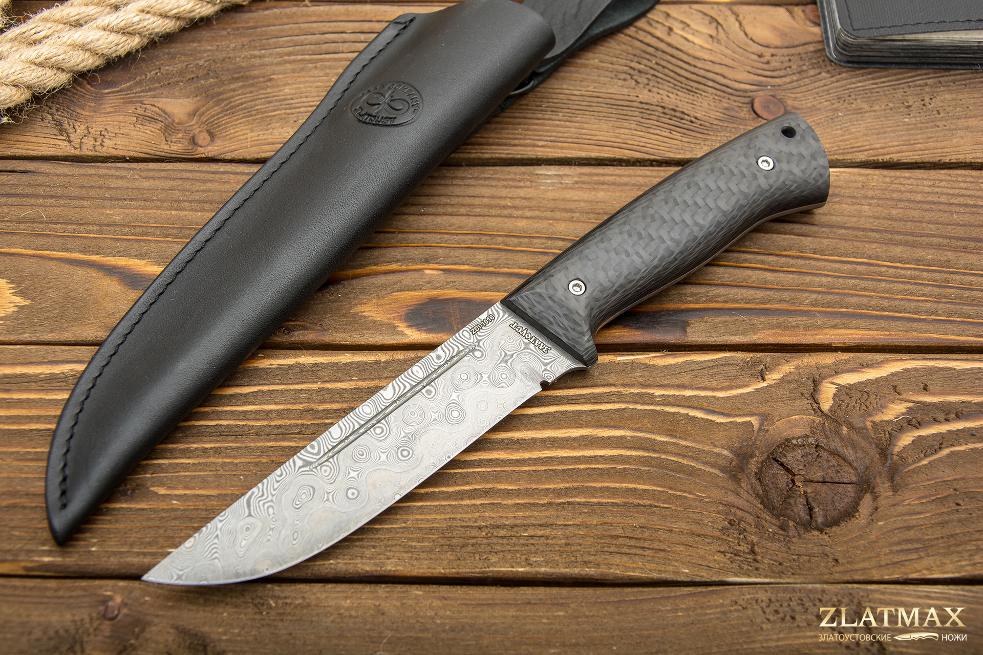 Нож Бекас ЦМ (Дамаск ZDI-1016, Накладки Карбон)